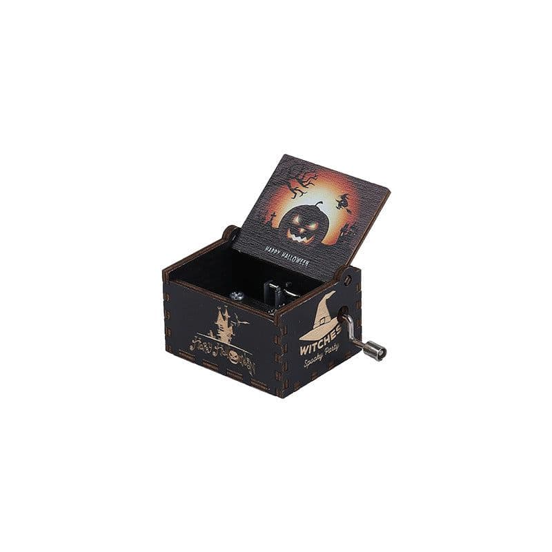 image-Autonomous DIY Wooden Hand Crank Halloween Music Box Carving Kit Gift