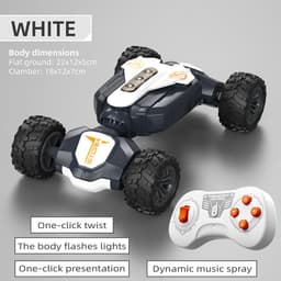 image-Cross-border new mini twisting light music off-road high-speed double-sided stunt remote control car children's toys wholesale