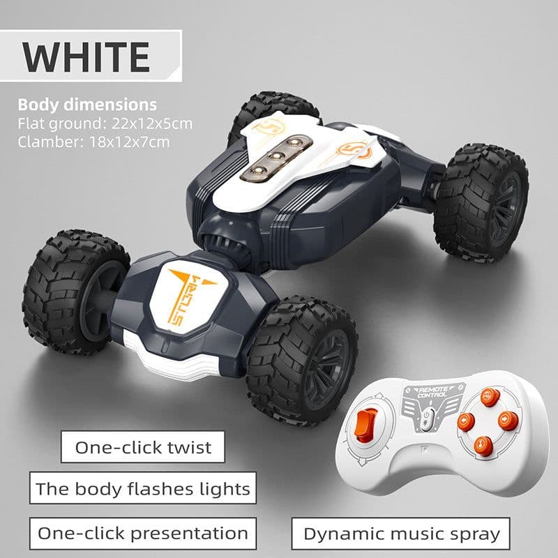 image-Cross-border new mini twisting light music off-road high-speed double-sided stunt remote control car children's toys wholesale
