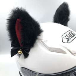 image-Motorcycle Helmet Cat Ears Bow Decoration - Plush Red