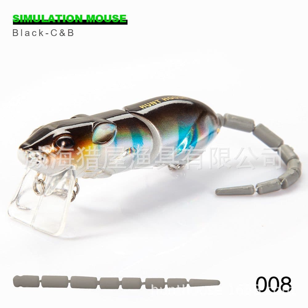 image-Hunting House Lumino 3D Bionic Mouse Knotty Fish 85mm 17g Super Realistic Swimming Style Blackfish Perch
