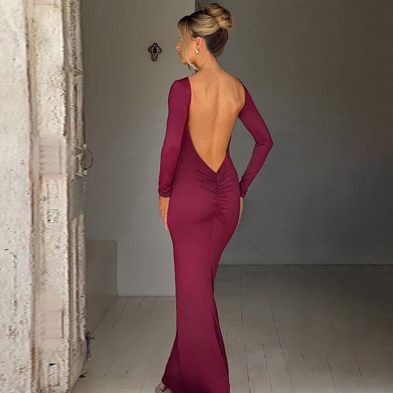 image-Best-Selling Sexy Backless Pleated Dress Hawthaw Spring 2024 - L