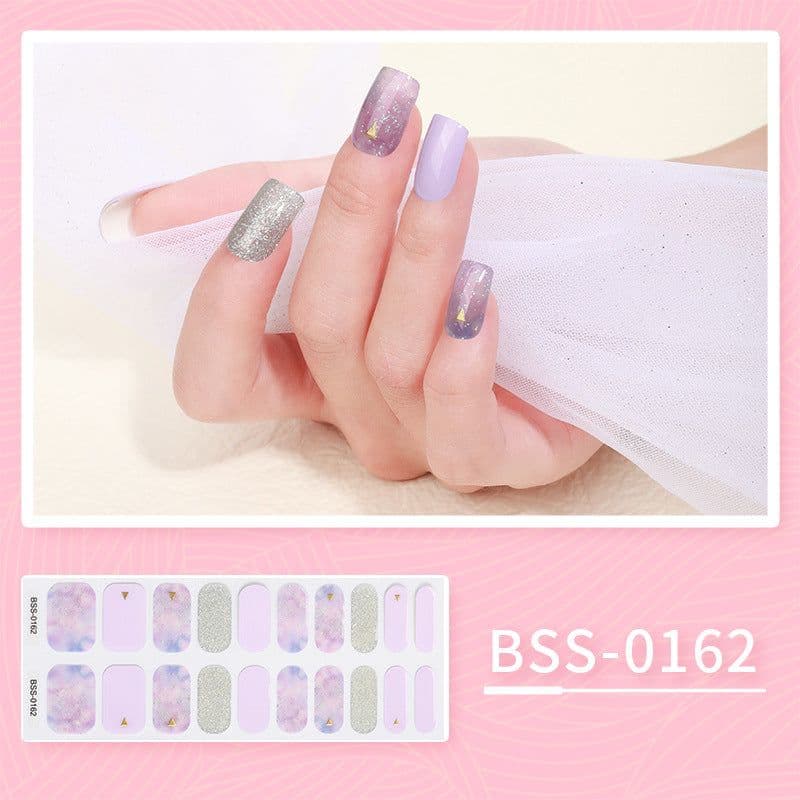 image-Cross-border 2023 European and American Gel Nail Sticker Waterproof 3D Bronzing Flower UV Phototherapy Semi-curing Nail Sticker Wholesale