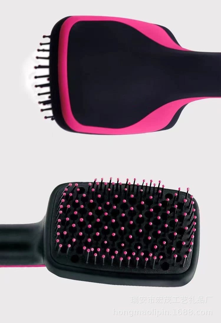 image-Heated Hair Comb Straightener - Pink/Black ABS