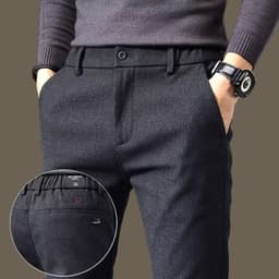 image-Men's Casual Pants - Black Straight Fit Size 28