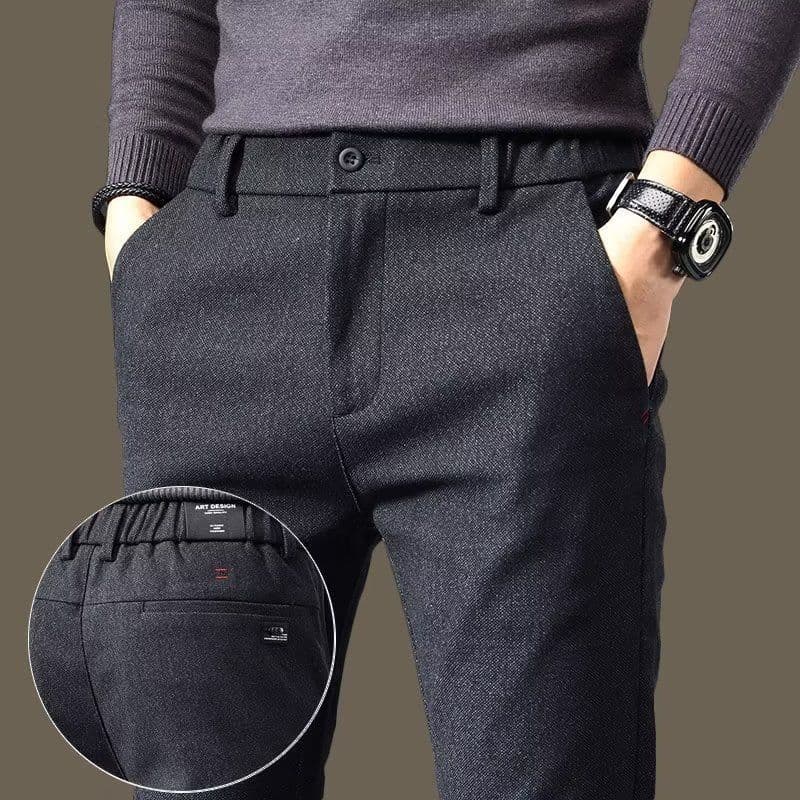 image-Men's Casual Pants - Black Straight Fit Size 28