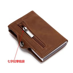 image-Aluminum alloy Airtag positioning wallet aluminum box anti-theft brush credit card bag snap button zipper hand holding creative card box male