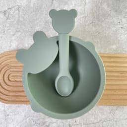 image-Baby Silicone Bowl Set - Fork & Spoon for 12+ Months