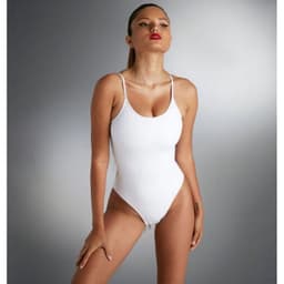 image-Women's One-Piece Swimsuit 4XL Milk Silk Solid