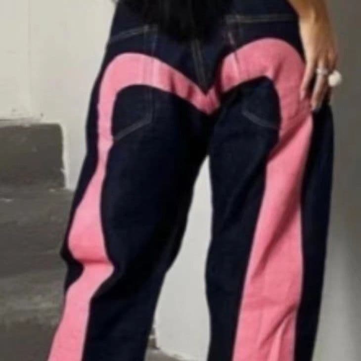 image-European and American hip-hop American style first year classic niche ins print men and women loose trendy trousers cool jeans