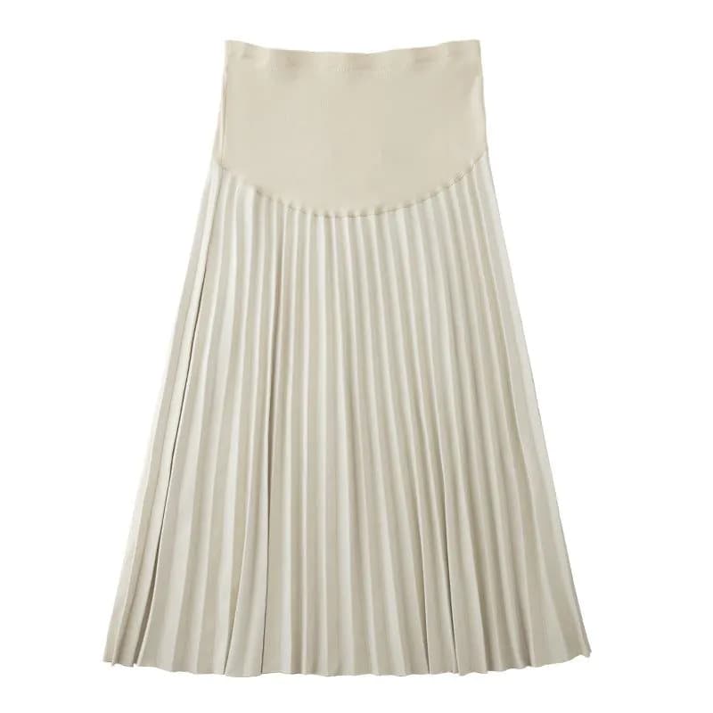 image-Real shot pregnant women skirt autumn and winter outerwear fashion Korean version high waist pleated skirt drape mid-length a-line skirt