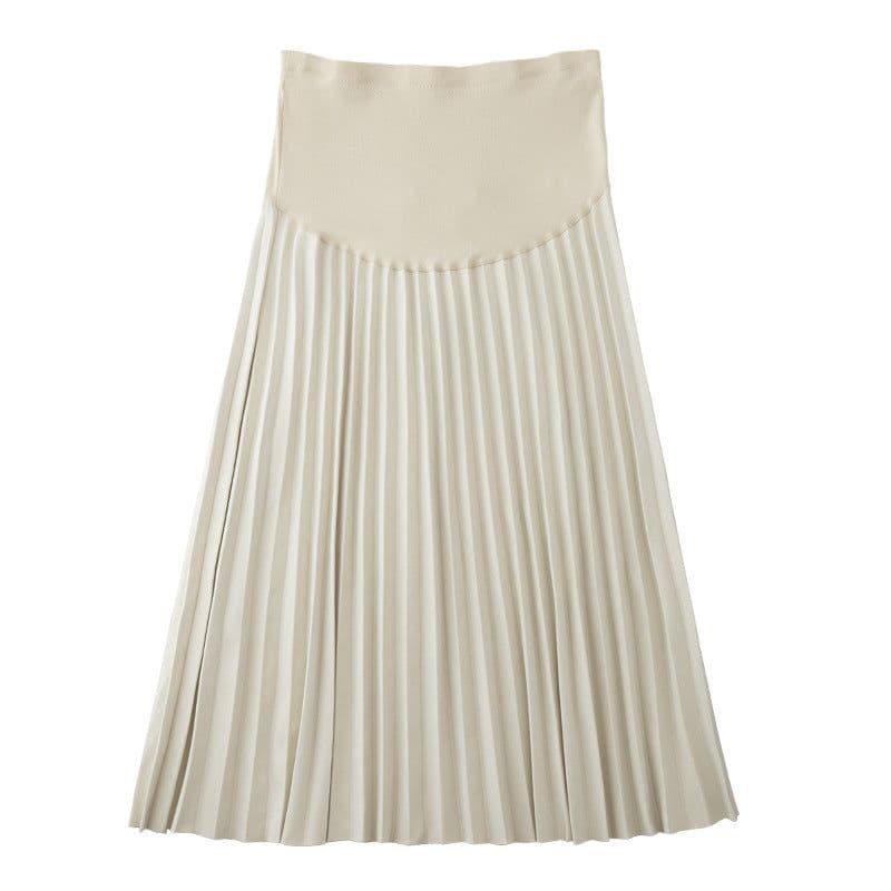 image-Real shot pregnant women skirt autumn and winter outerwear fashion Korean version high waist pleated skirt drape mid-length a-line skirt