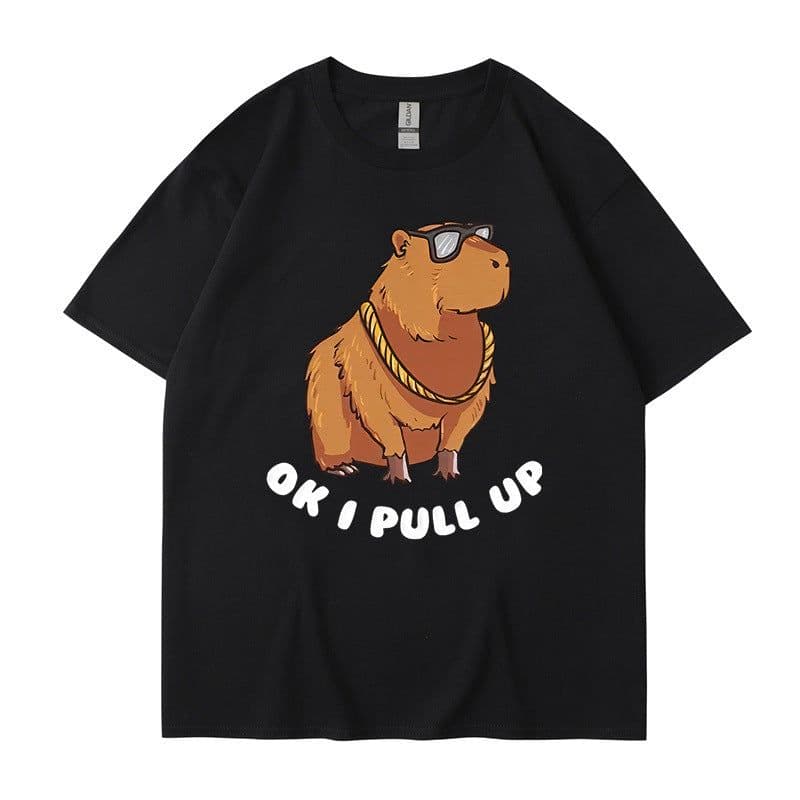 image-Cross-border independent station new summer cartoon cute Harajuku style printed cotton short-sleeved men's and women's T-shirt tops
