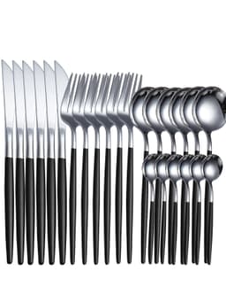 image-Yigang Stainless Steel Flatware Set 24 Piece Silver