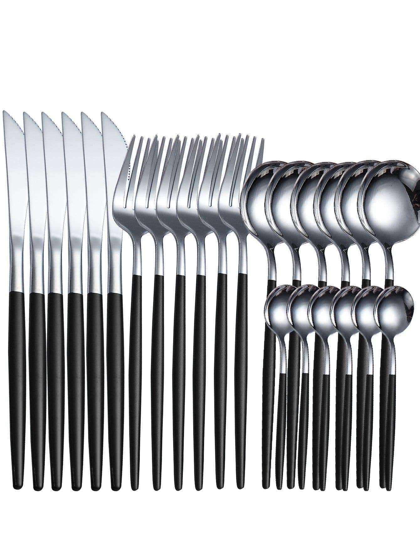 image-Yigang Stainless Steel Flatware Set 24 Piece Silver