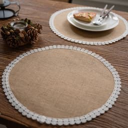 image-Yimanqiyun hemp rope placemat red tassel tableware mat woven color matching festival tassel bowl mat factory direct supply