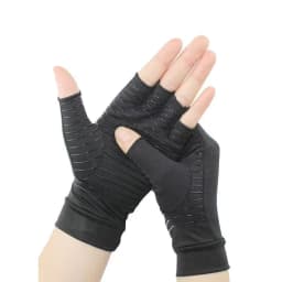 image-Copper Fiber Cycling Gloves - Half Finger Black S