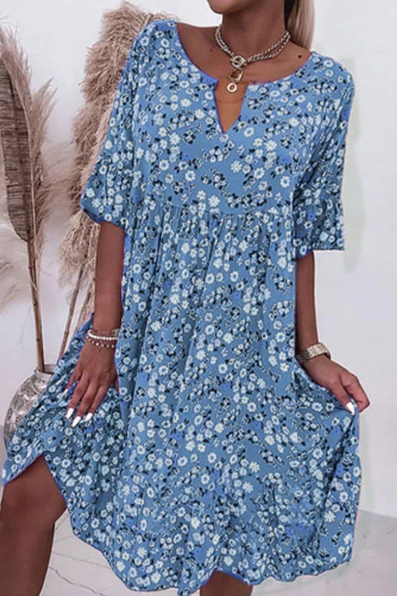 image-Cross-border 2023 summer Amazon new European and American fashion flower print V-neck dress