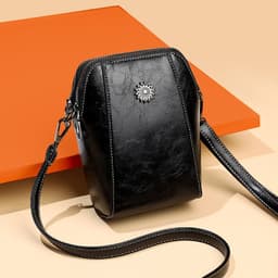 image-2023 New Autumn Trendy Soft Leather Mobile Phone Bag Women's Crossbody Mini Small Bag Fashion Vertical Style Small Mobile Phone Bag