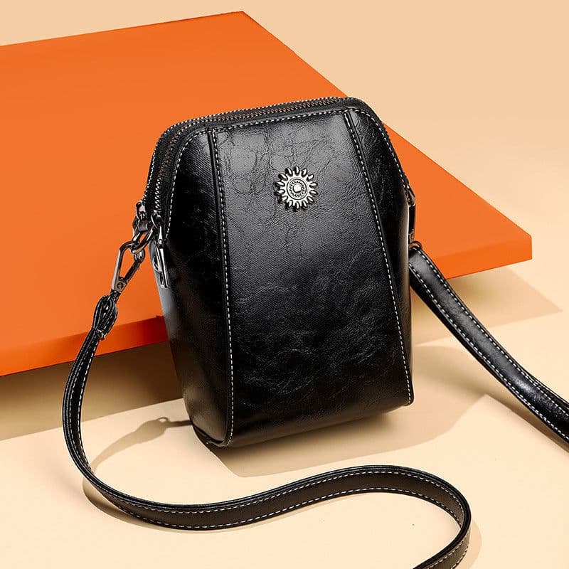 image-2023 New Autumn Trendy Soft Leather Mobile Phone Bag Women's Crossbody Mini Small Bag Fashion Vertical Style Small Mobile Phone Bag