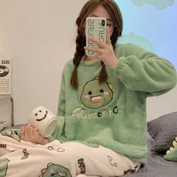 image-New Flannel Dinosaur Pajamas - Women's Winter Suit, XXL, Coral