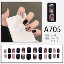 image-Autumn and winter gentle, sweet and pure desire INS style manicure wear nail polish girl whitening printed ice transparent fake nail polish