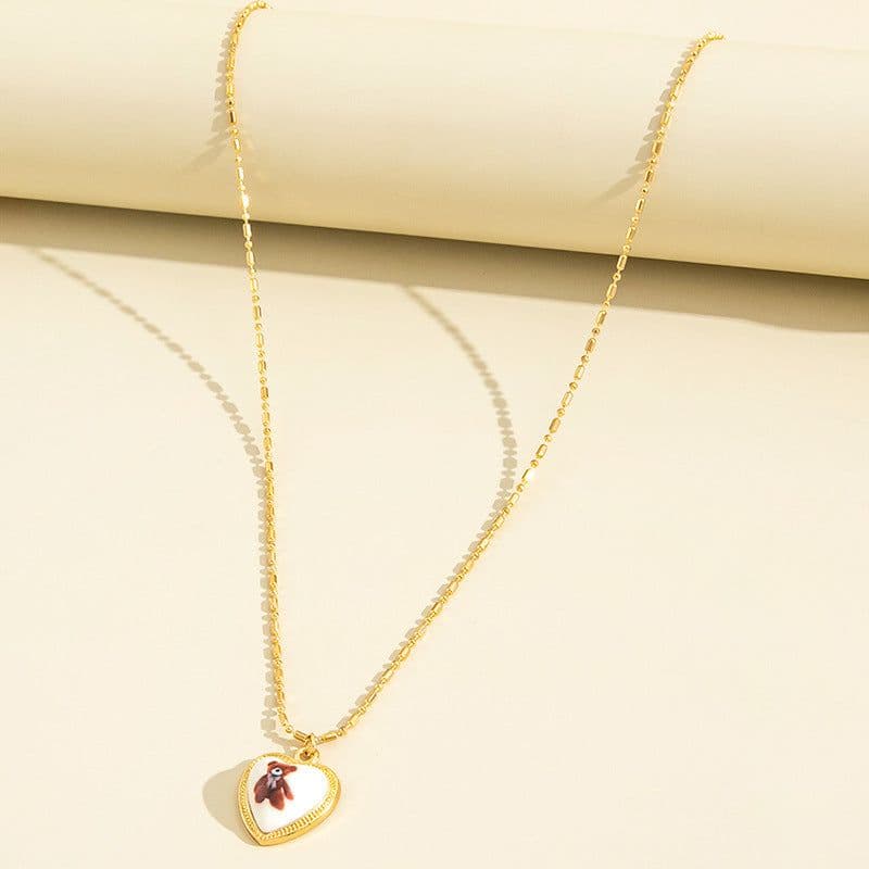 image-Korean Jewelry Cute Bear Clavicle Necklace, Fashionable Simple 10cm Chain for Women
