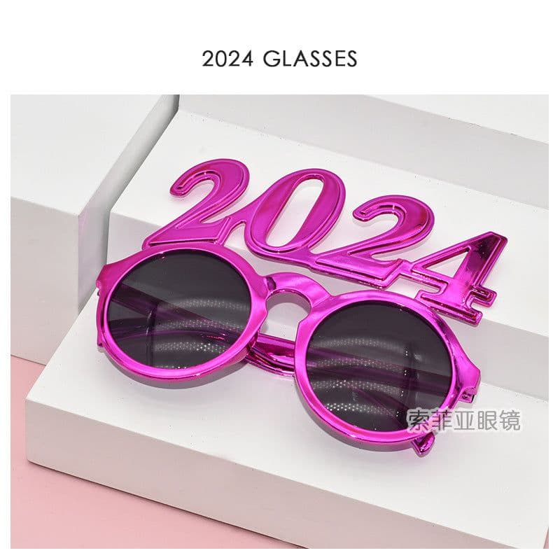 image-2024 Digital Glasses Cross-border New Year's Eve Party Decoration Christmas Glasses Digital Funny Sunglasses