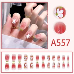 image-Summer fresh, sweet and cool style manicure, wearable nail pieces, French line blending, removable fake nail pieces, finished products wholesale