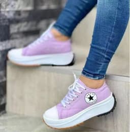 image-Canvas Shoes Women's Platform Low-Cut Pink Size 44