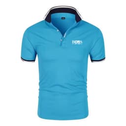 image-Men's & Women's Milk Fiber Polo Shirt, Short Sleeve, 4XL Blue Black