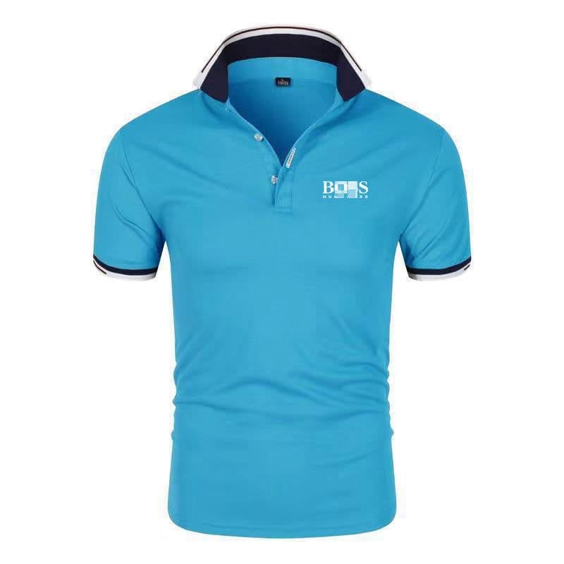 image-Men's & Women's Milk Fiber Polo Shirt, Short Sleeve, 4XL Blue Black
