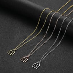 image-New Gold Stainless Steel House Pendant Necklace Small Simple Stylized Clavicle Chain