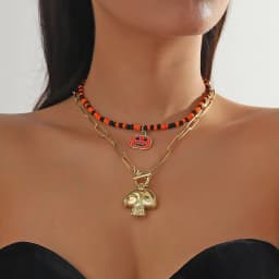 image-European and American Cross-Border Gothic Jewelry Halloween Jewelry Dark Bat Ghost Skeleton Pumpkin Spider Halloween Necklace