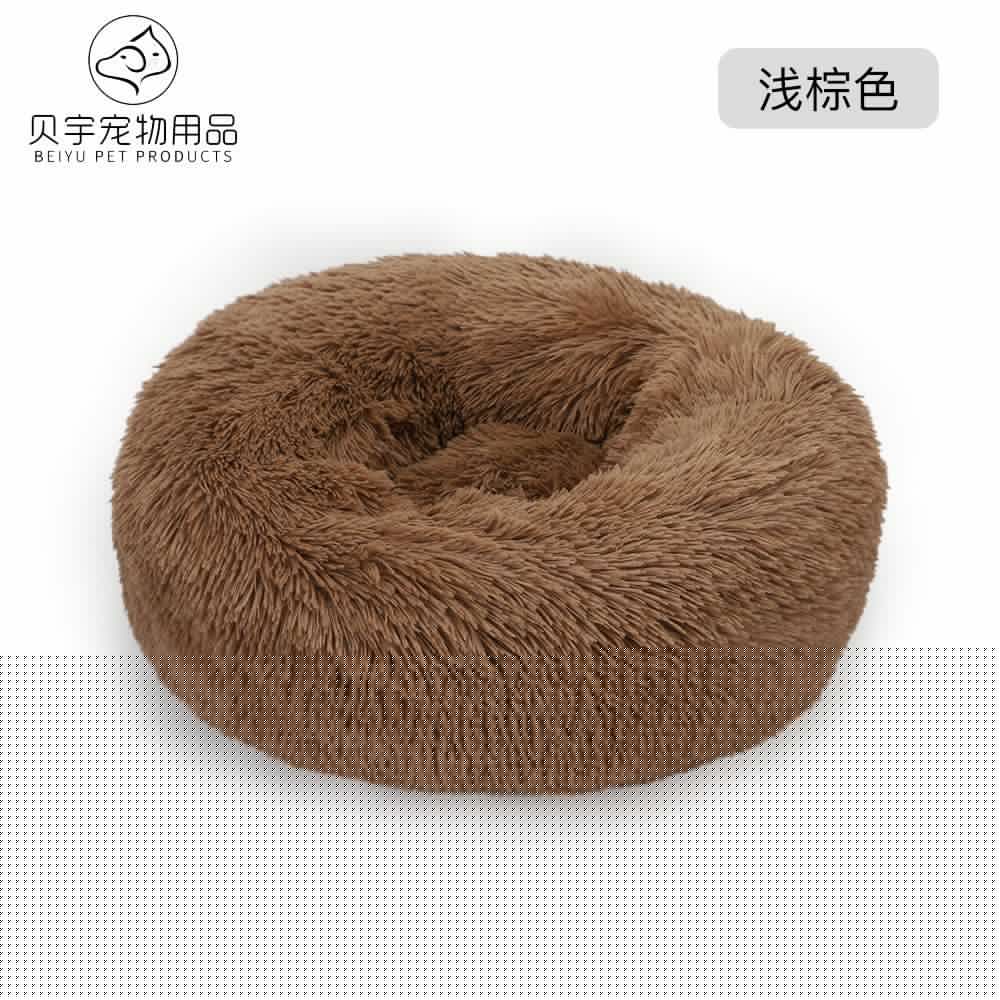 image-Plush cat litter kennel round removable and washable kennel winter warmth pet supplies bed dog bed kennel