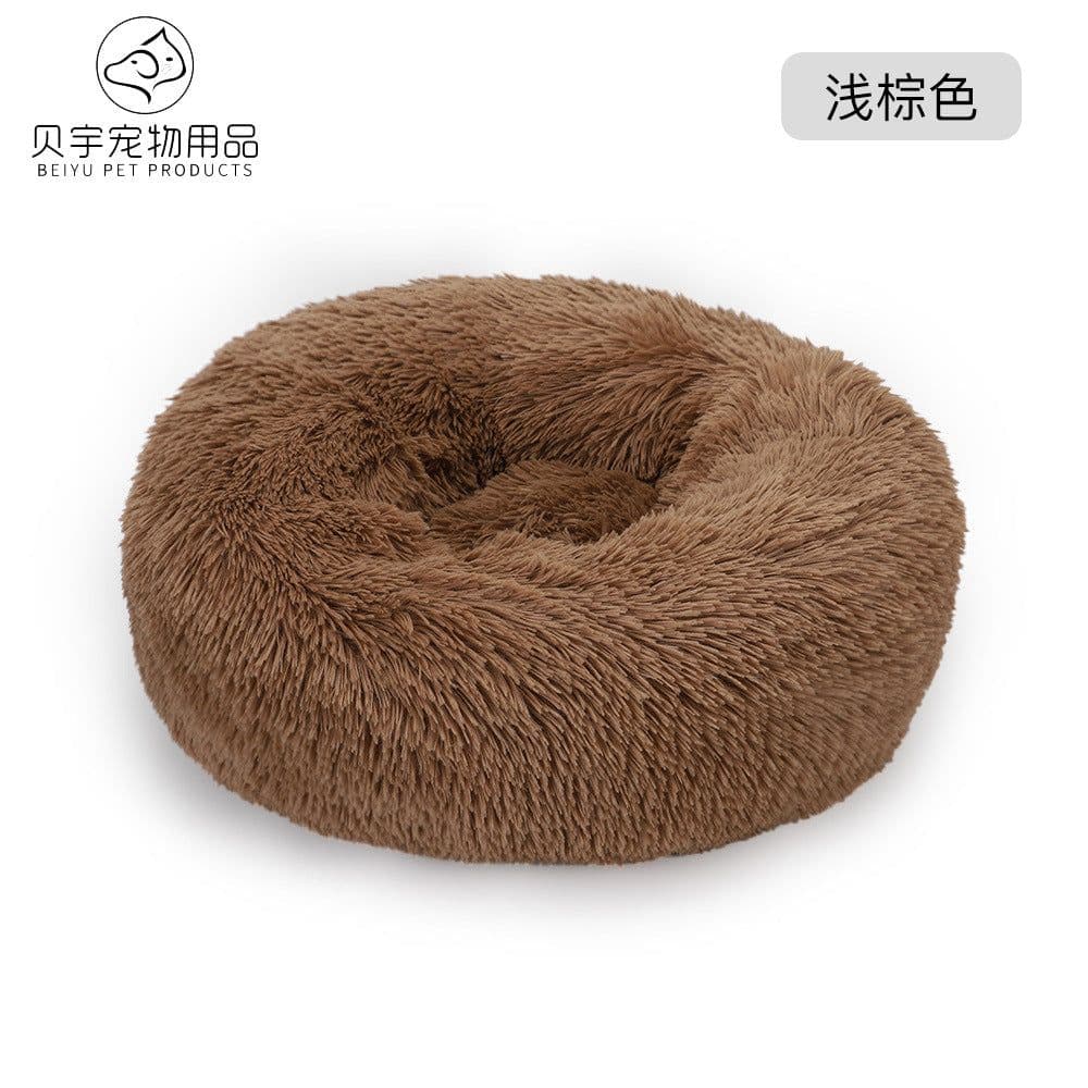 image-Plush cat litter kennel round removable and washable kennel winter warmth pet supplies bed dog bed kennel