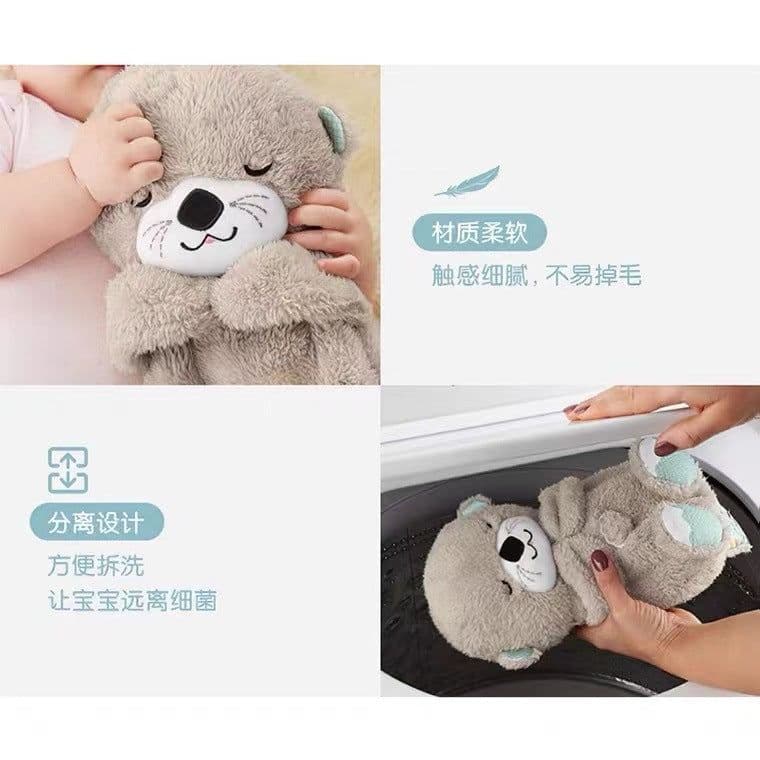 image-Cross-border new style breathing and luminous lullaby cute soothing bear sleeping soundly baby bear music doll