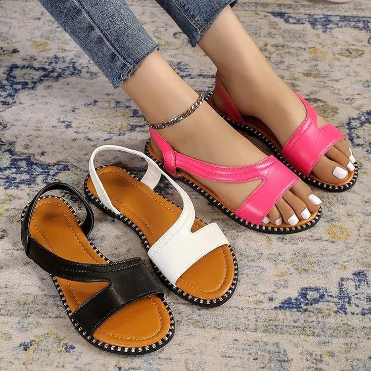 image-Roman Sandals 43 - Large Size Fish Mouth Sandals, PU, White, Spring 2023