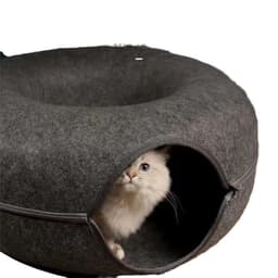 image-Felt Cat Bed Donut 60cm Dark Gray - Four Seasons