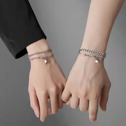 image-Titanium Steel Couple Bracelet - Heart-Shaped Love