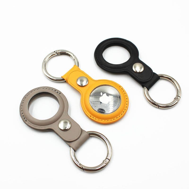 image-Aikefei AirTag PU Leather Keychain Case - Gold, In Stock