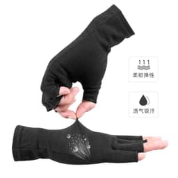 image-Cotton Polyester Half-Finger Cycling Gloves Grey L