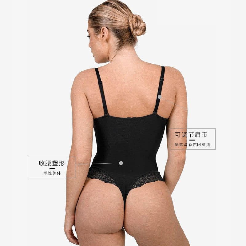 image-Sexy Hua Dai'er Lace Bodysuit - Black, Large Size, Shapewear