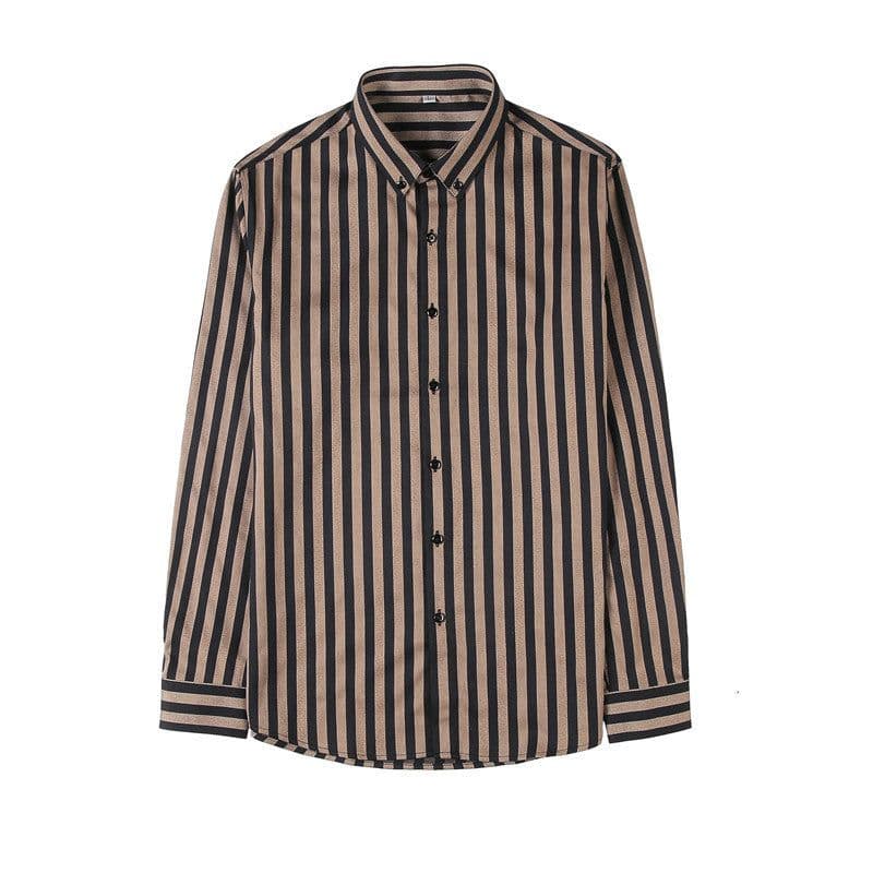 image-Long-sleeved striped shirt for men, business casual, iron-free work clothes, classic coarse-grained shirt, men's trendy light luxury texture