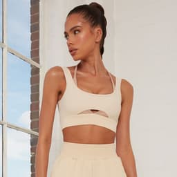 image-Isaac Fei Sports Bra - Brown Contrast Stitch L