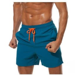 image-Cross-border new summer sports and leisure solid color men's quarter shorts breathable lotus leaf mesh men's beach pants