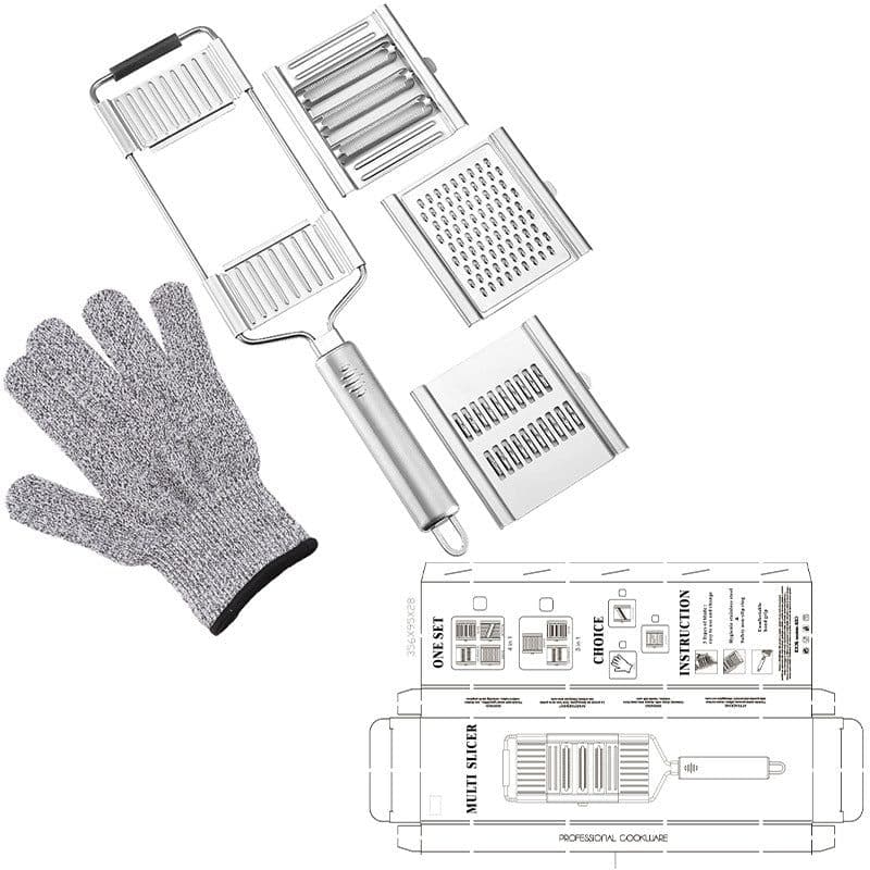image-A large number of stock cross-border grater Stainless steel grater Three blades interchangeable multi-function vegetable cutter