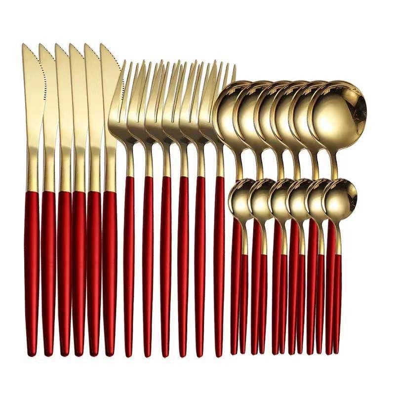 image-Yigang Stainless Steel Flatware Set 24 Piece Silver