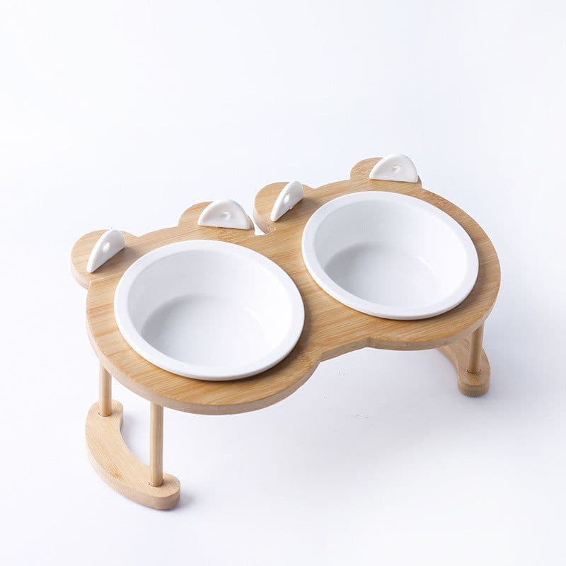 image-Cat & Dog Ceramic Double Bowl - Elevated Feeder