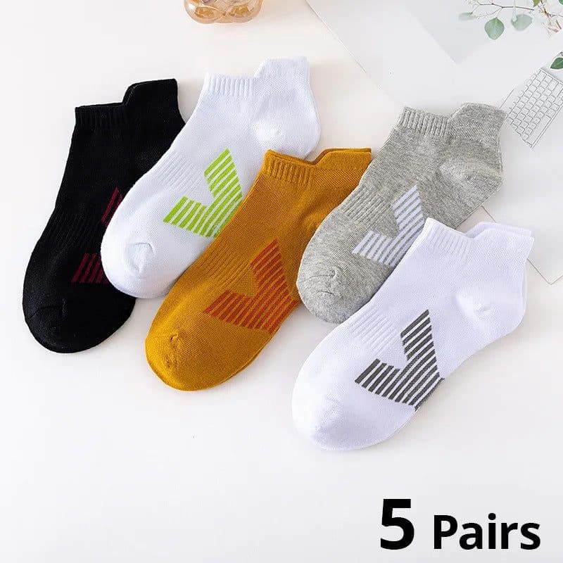 image-Men's Ankle Socks - Breathable Cotton Sports Socks